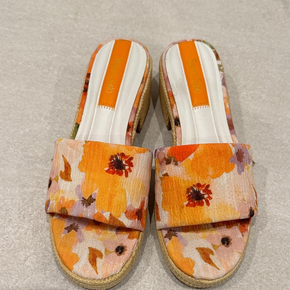 Franco Sarto Orange Floral Espadrille Slides